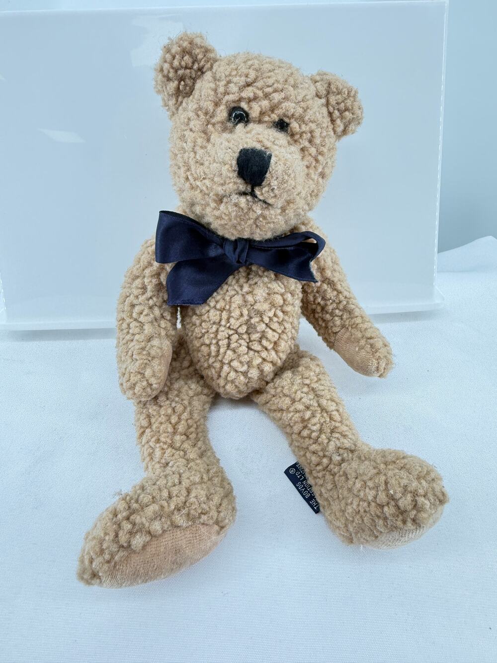 Vintage Boyds Collection JB Bean Series Teddy Bear Plush Navy Bow 12 Inch 1996